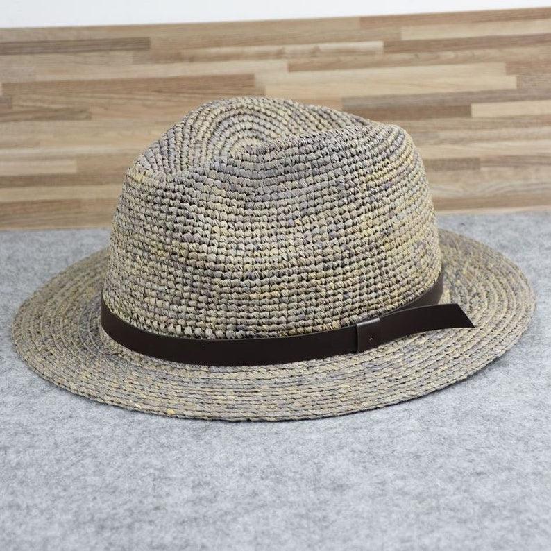 Raffia Straw Panama Fedora Hat - Mspineapplecrafts