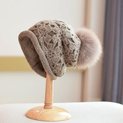 2 Way Knitted Beanie hat with Removable Pom Pom - Mspineapplecrafts