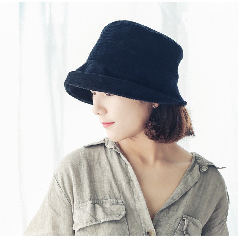 M-XL Corduroy Bucket Hat for Women