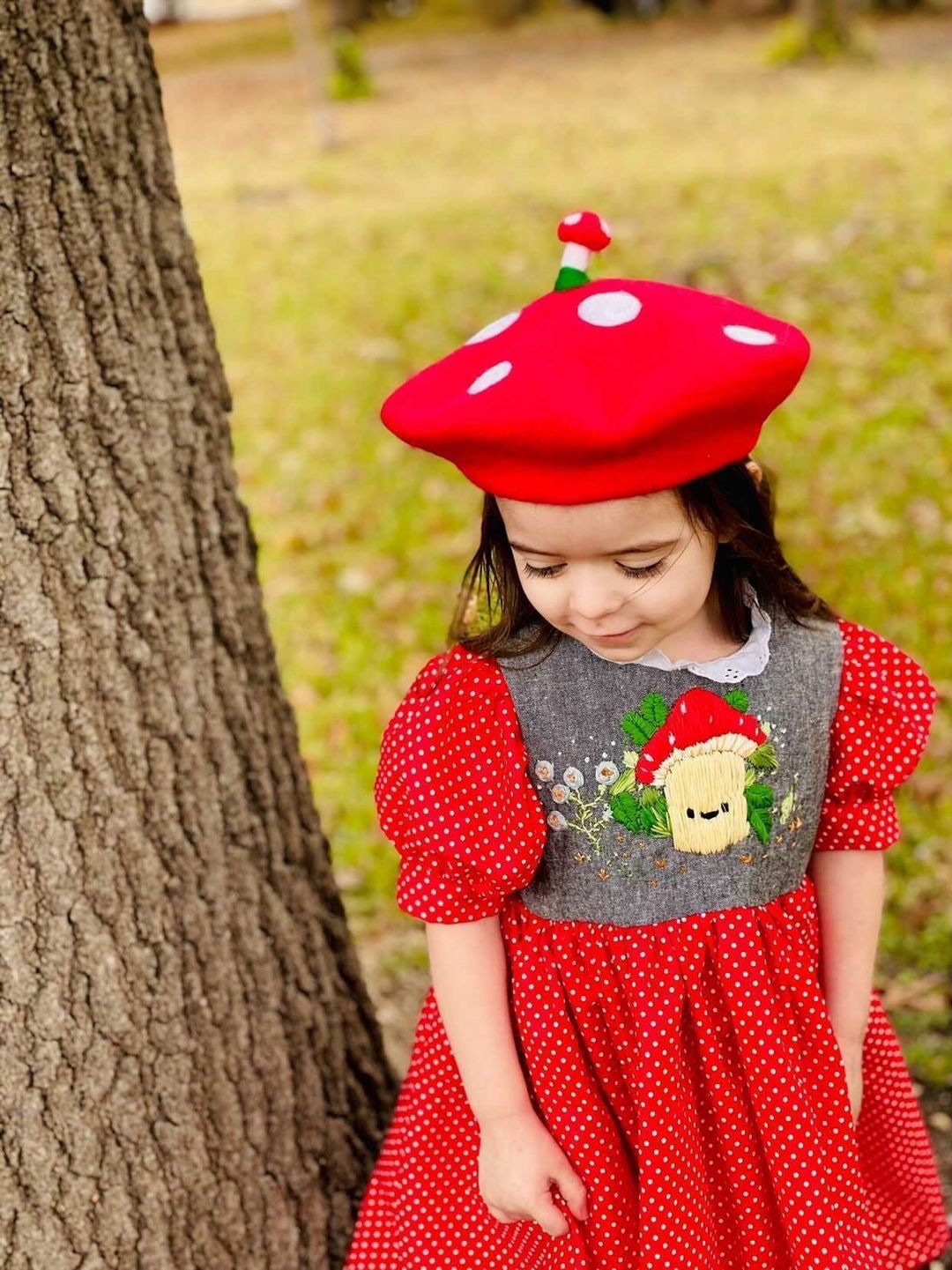 Red Mushroom Beret For Women and Kids.