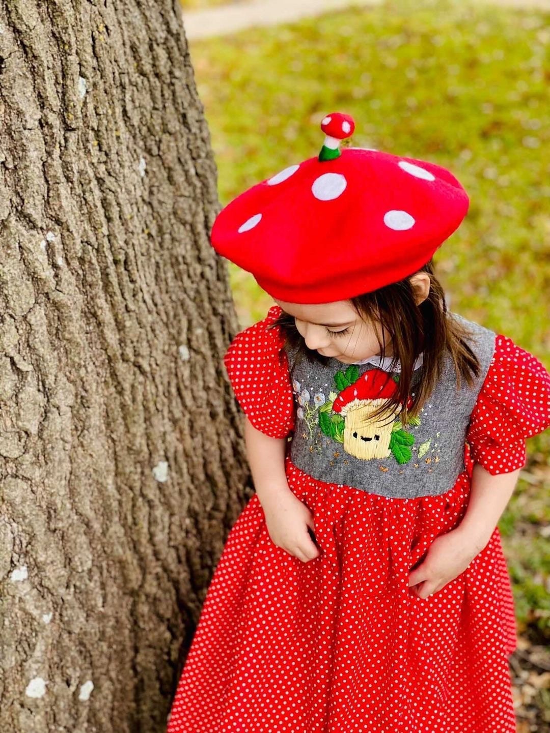 Red Mushroom Beret For Women and Kids.