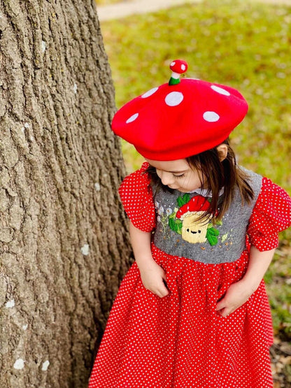 Red Mushroom Beret For Women and Kids.