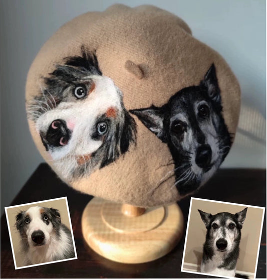 Custom Made Personalized Cat Dog Wool Felted Beret Mspineapplecrafts