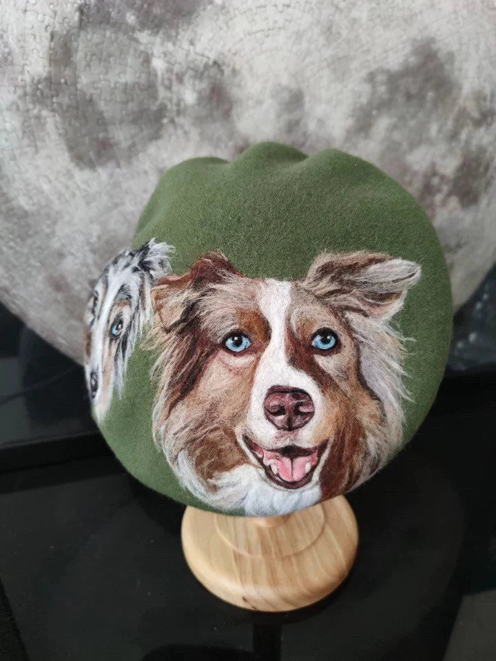 Custom Made Personalized Cat Dog Wool Felted Beret Mspineapplecrafts