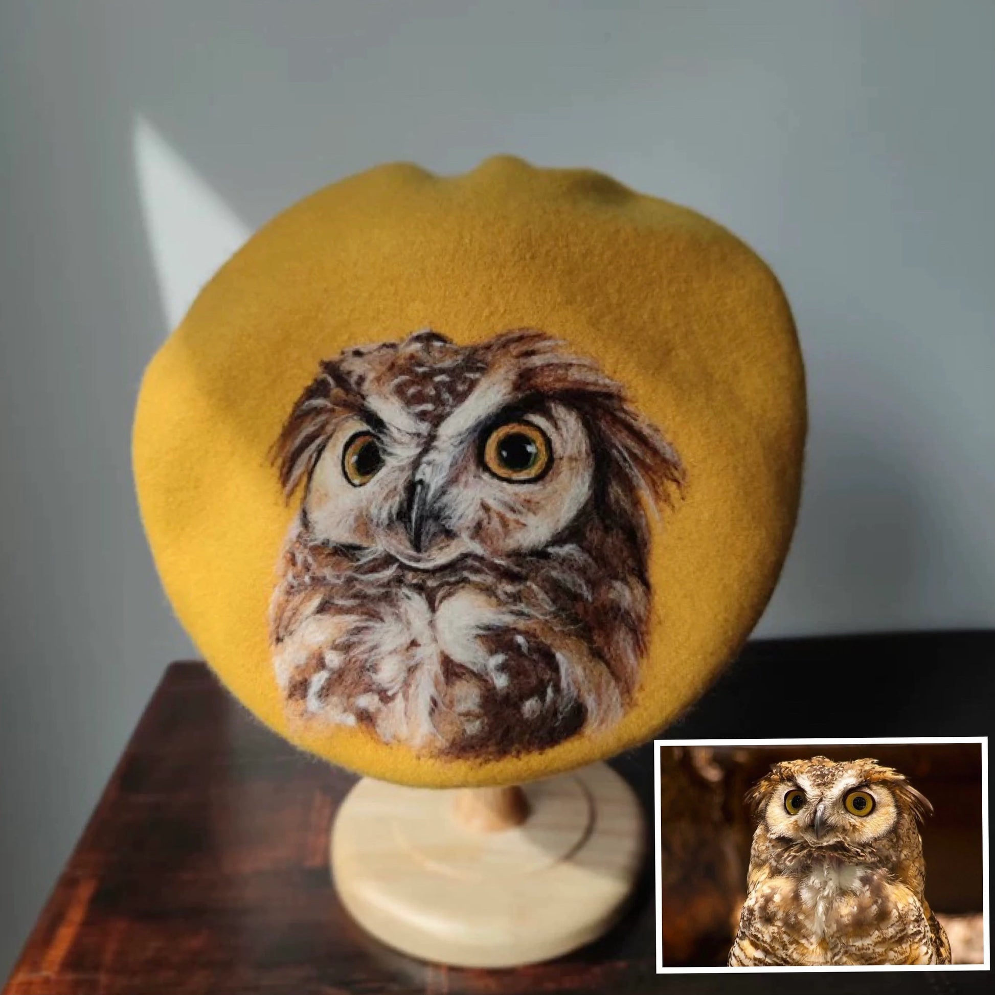 Custom Made Personalized Cat Dog Wool Felted Beret Mspineapplecrafts