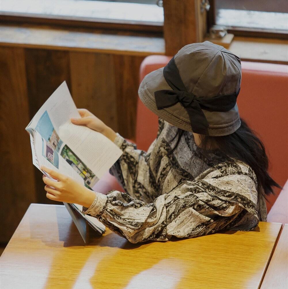 Wide Brim Bucket Hat with Bow Tie - Mspineapplecrafts