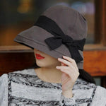 Wide Brim Bucket Hat with Bow Tie - Mspineapplecrafts