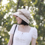 Wide Brim Bucket Hat with Bow Tie - Mspineapplecrafts