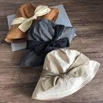 Wide Brim Bucket Hat with Bow Tie - Mspineapplecrafts