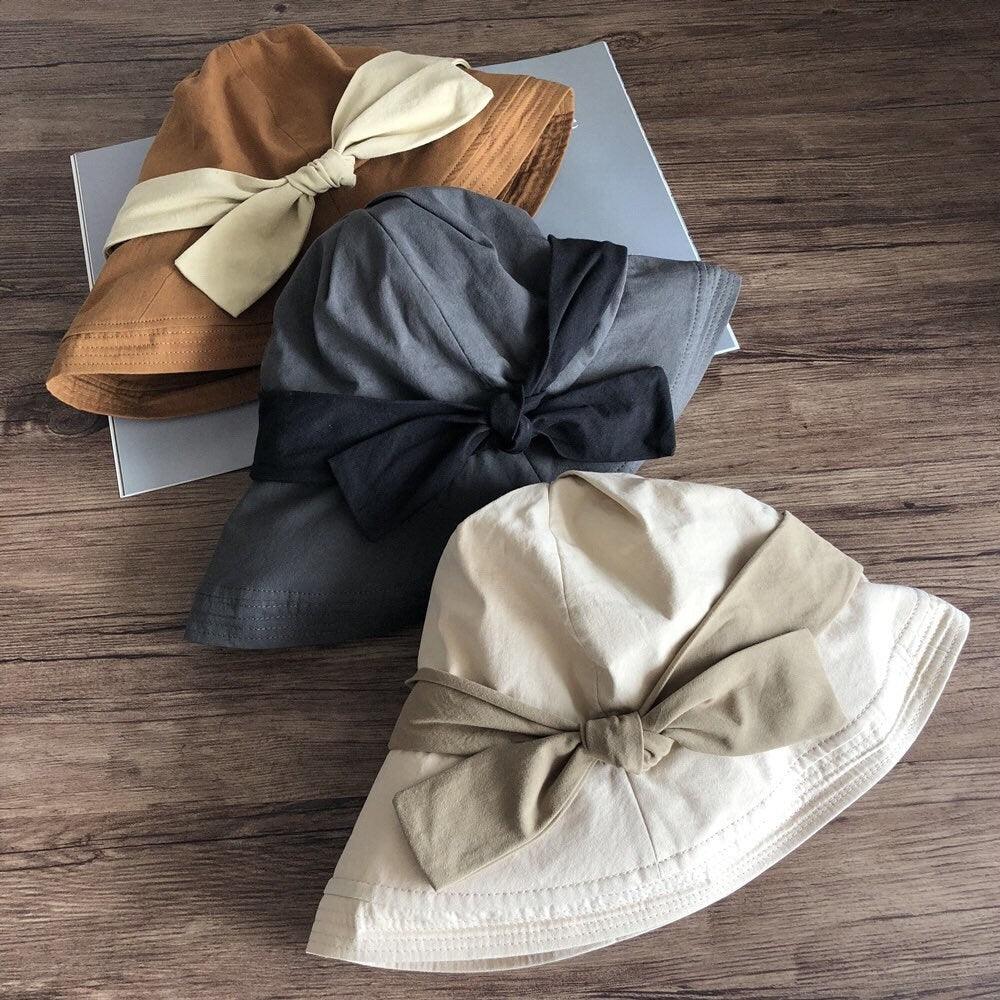 Wide Brim Bucket Hat with Bow Tie - Mspineapplecrafts