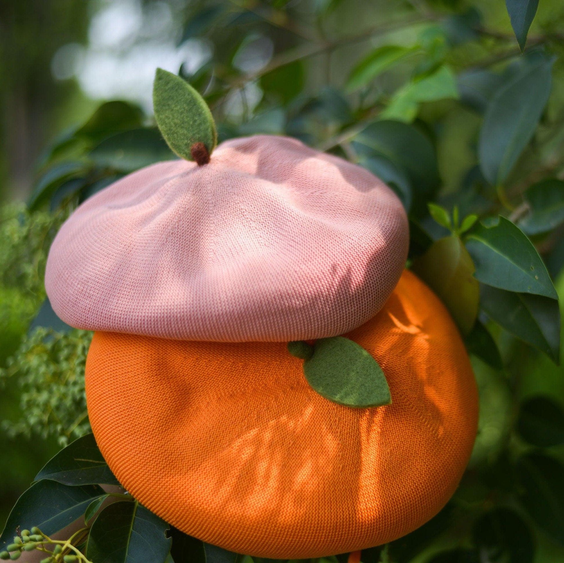 Orange Peach Beret Hat - Mspineapplecrafts