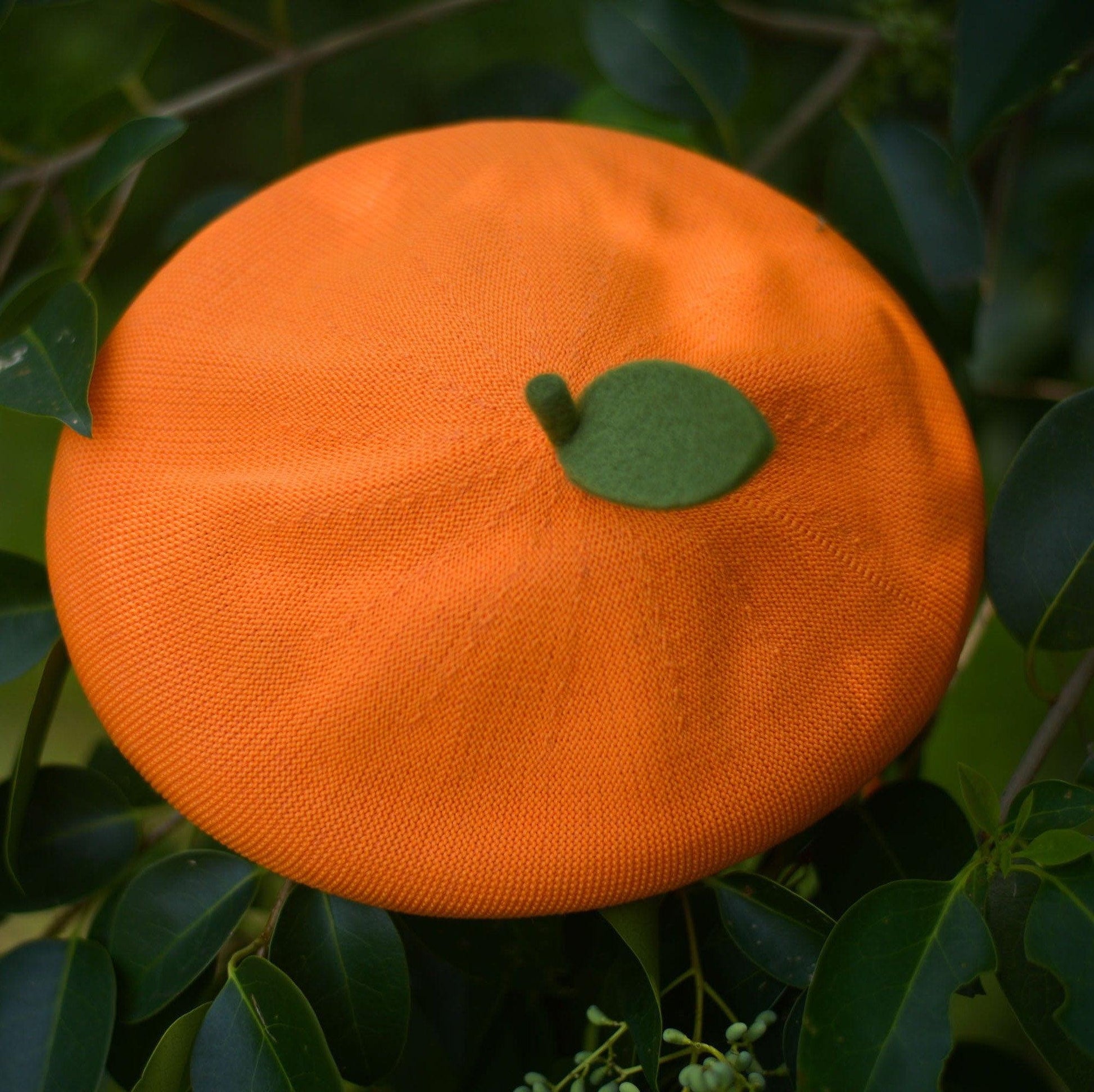 Orange Peach Beret Hat - Mspineapplecrafts