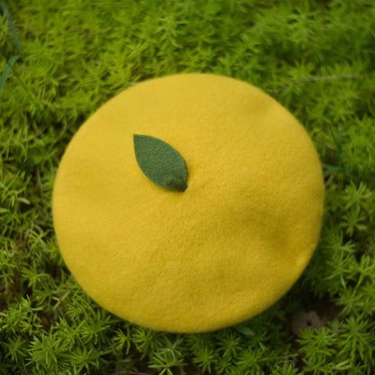 Orange/Lemon Beret for Women and Kids.