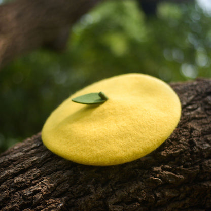 Orange/Lemon Beret for Women and Kids.