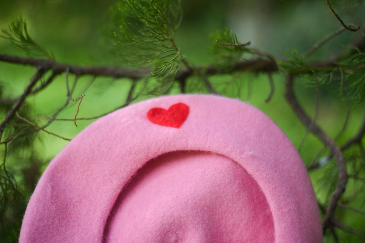Heart Beret Hat for Women and Girls.