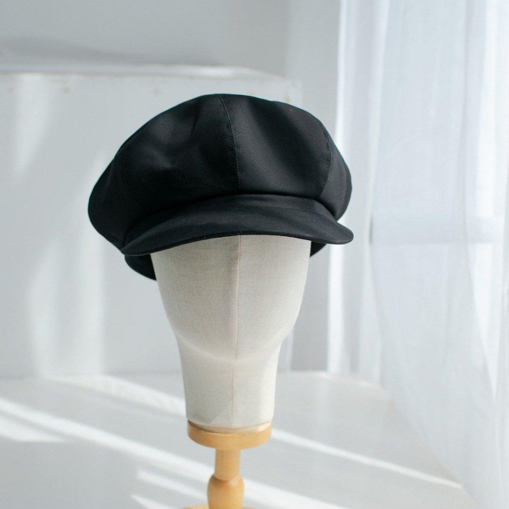 Handmade Cotton Newsboy Cap Unisex - Custom Fit Gatsby Hat – Black