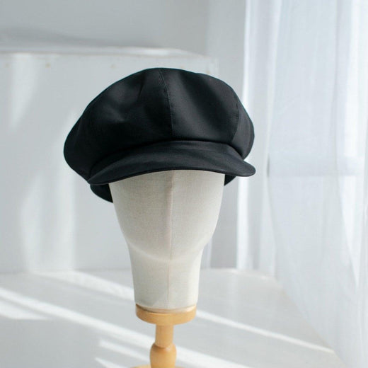Handmade Cotton Newsboy Cap Unisex - Custom Fit Gatsby Hat – Black