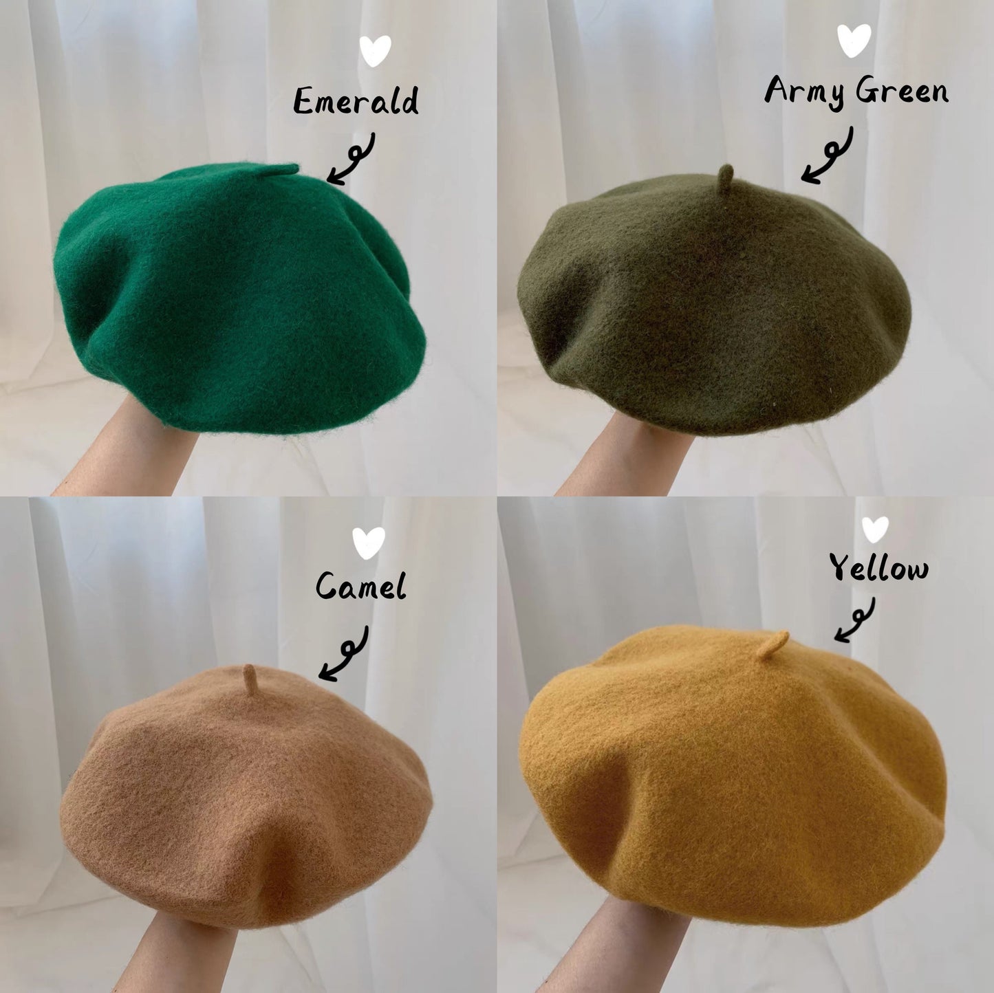 100% Wool Vintage Style French Painter Beret MsPineappleCrafts
