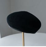 Neutral  Colour Wool Beret With Leather Rim for Women.