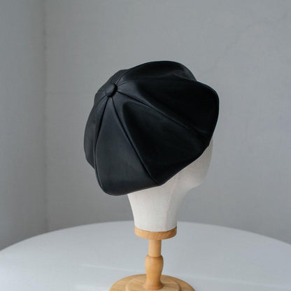 Leather Beret Hat - Mspineapplecrafts