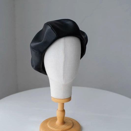 Leather Beret Hat - Mspineapplecrafts