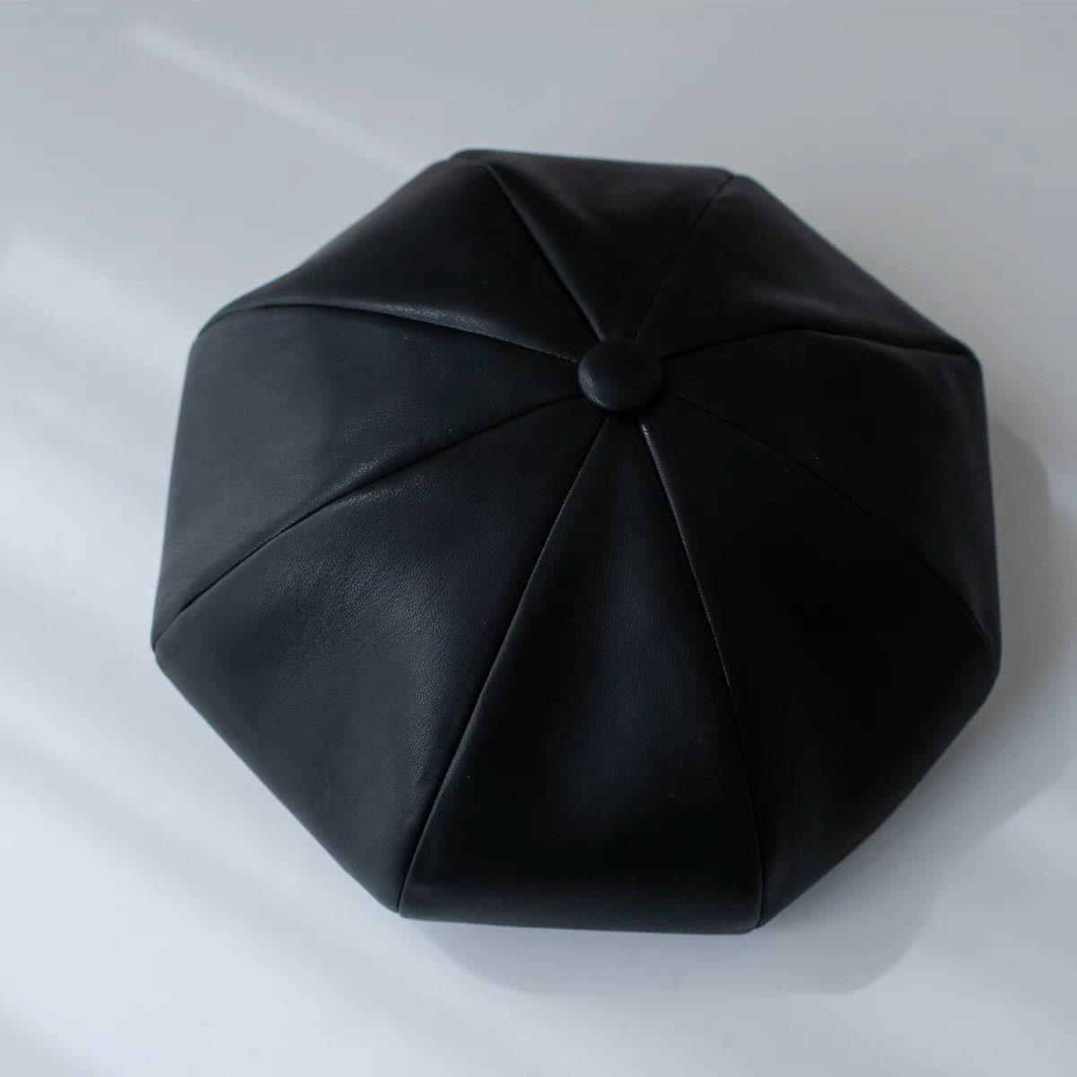 Leather Beret Hat - Mspineapplecrafts