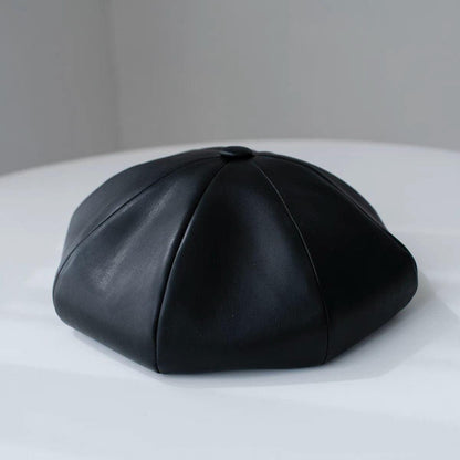 Leather Beret Hat - Mspineapplecrafts