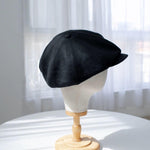 Navy Linen Newsboy Cap Top View - Mspineapplecrafts