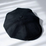 Black Linen Newsboy Cap Flat Lay - Mspineapplecrafts