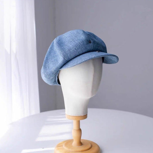 Customized Unisex Oversize Denim Applejack Newsboy Cap - Mspineapplecrafts