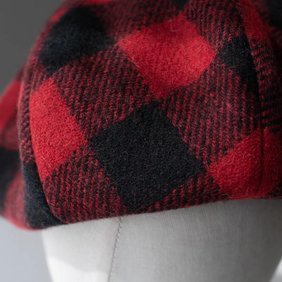 Check Pattern Wool Beret-Available Custom Size - Mspineapplecrafts