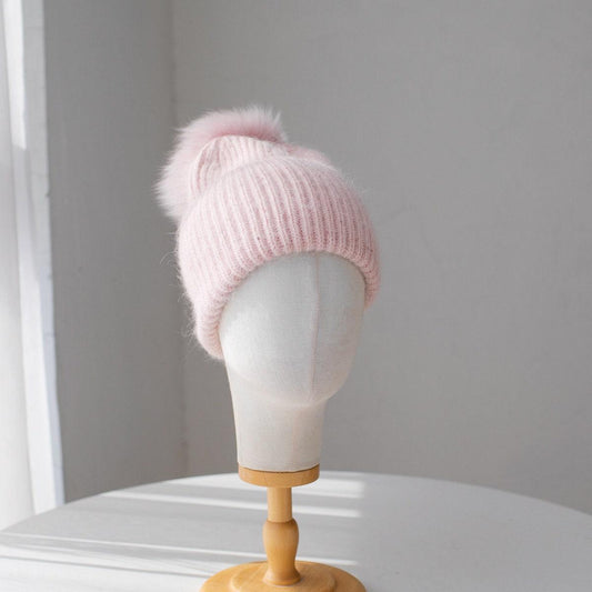 Knitted Beanie Hat with Removable Pom Pom - Mspineapplecrafts