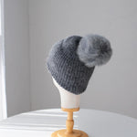 Knitted Beanie Hat with Removable Pom Pom - Mspineapplecrafts