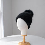 Knitted Beanie Hat with Removable Pom Pom - Mspineapplecrafts