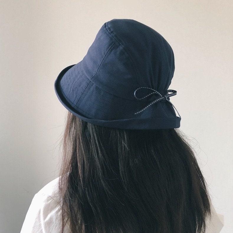 Cotton Wide Brim Bucket Hat with Bow Tie for Women - Mspineapplecrafts