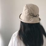 Cotton Wide Brim Bucket Hat with Bow Tie for Women - Mspineapplecrafts