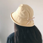 Cotton Wide Brim Bucket Hat with Bow Tie for Women - Mspineapplecrafts