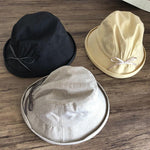 Cotton Wide Brim Bucket Hat with Bow Tie for Women - Mspineapplecrafts
