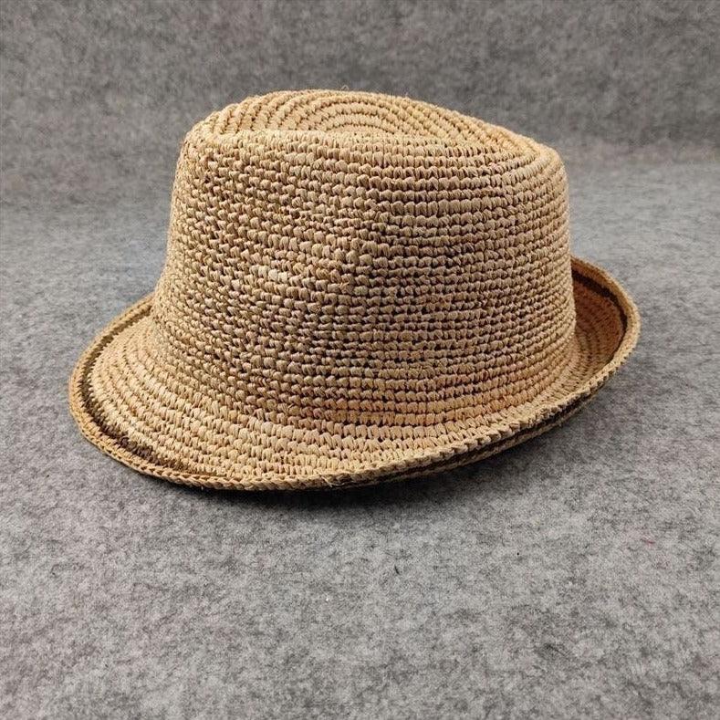 Foldable Unisex Raffia Straw Panama Fedora Hat - Mspineapplecrafts