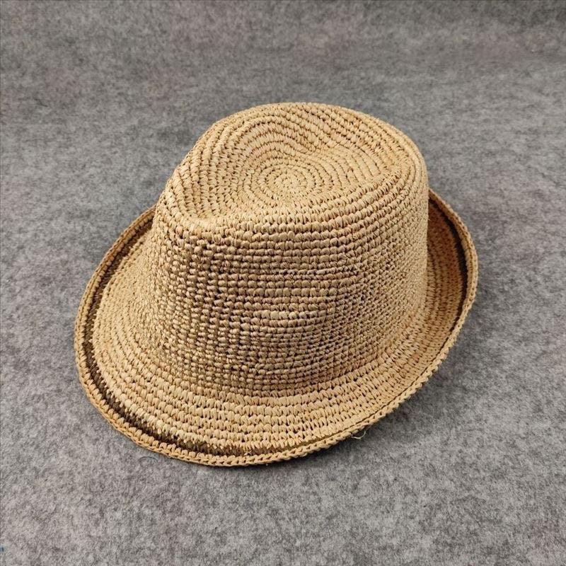 Foldable Unisex Raffia Straw Panama Fedora Hat - Mspineapplecrafts