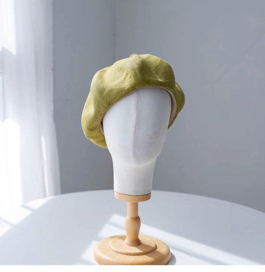 Oversized Linen Beret Hat - Mspineapplecrafts