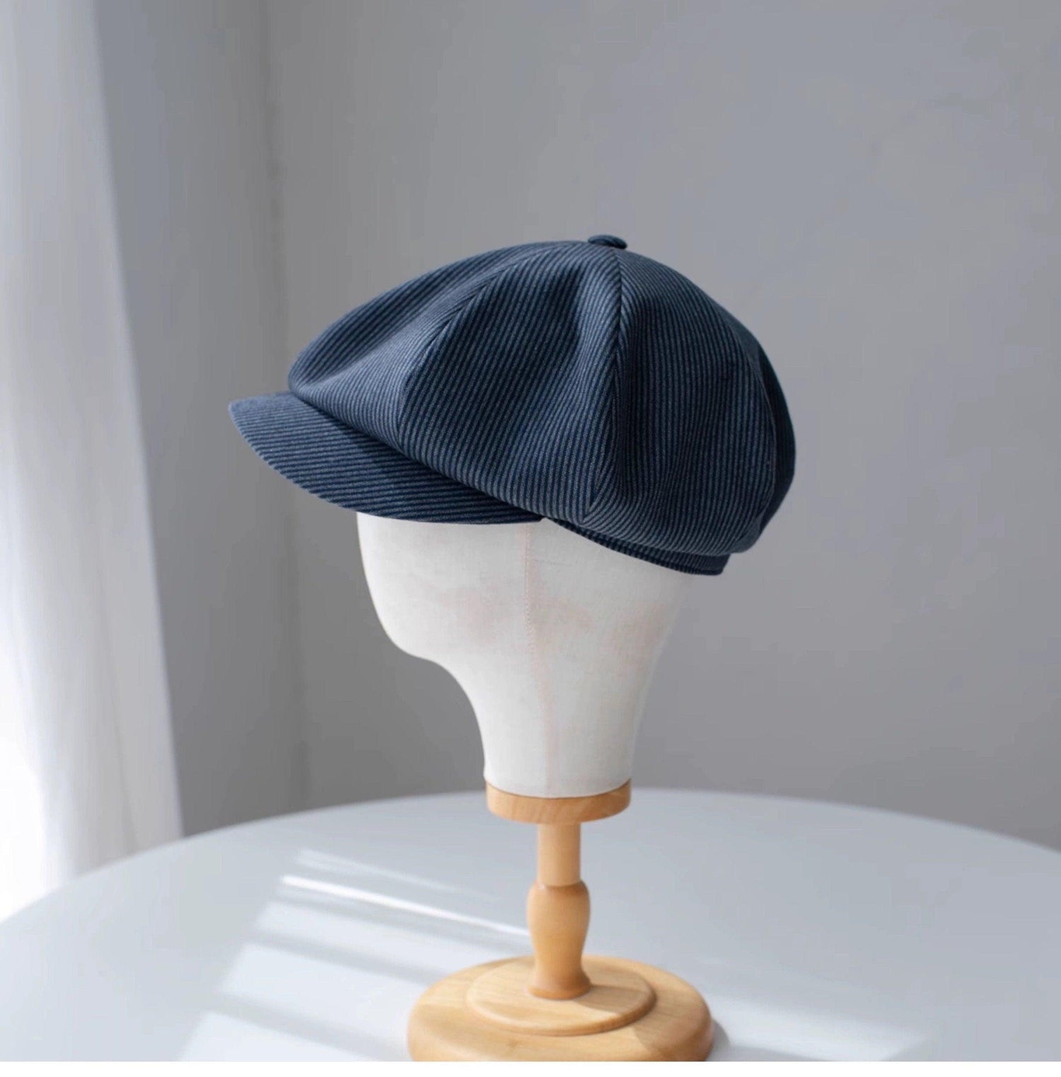 Slouchy Stripe Wool Newsboy Cap - Mspineapplecrafts