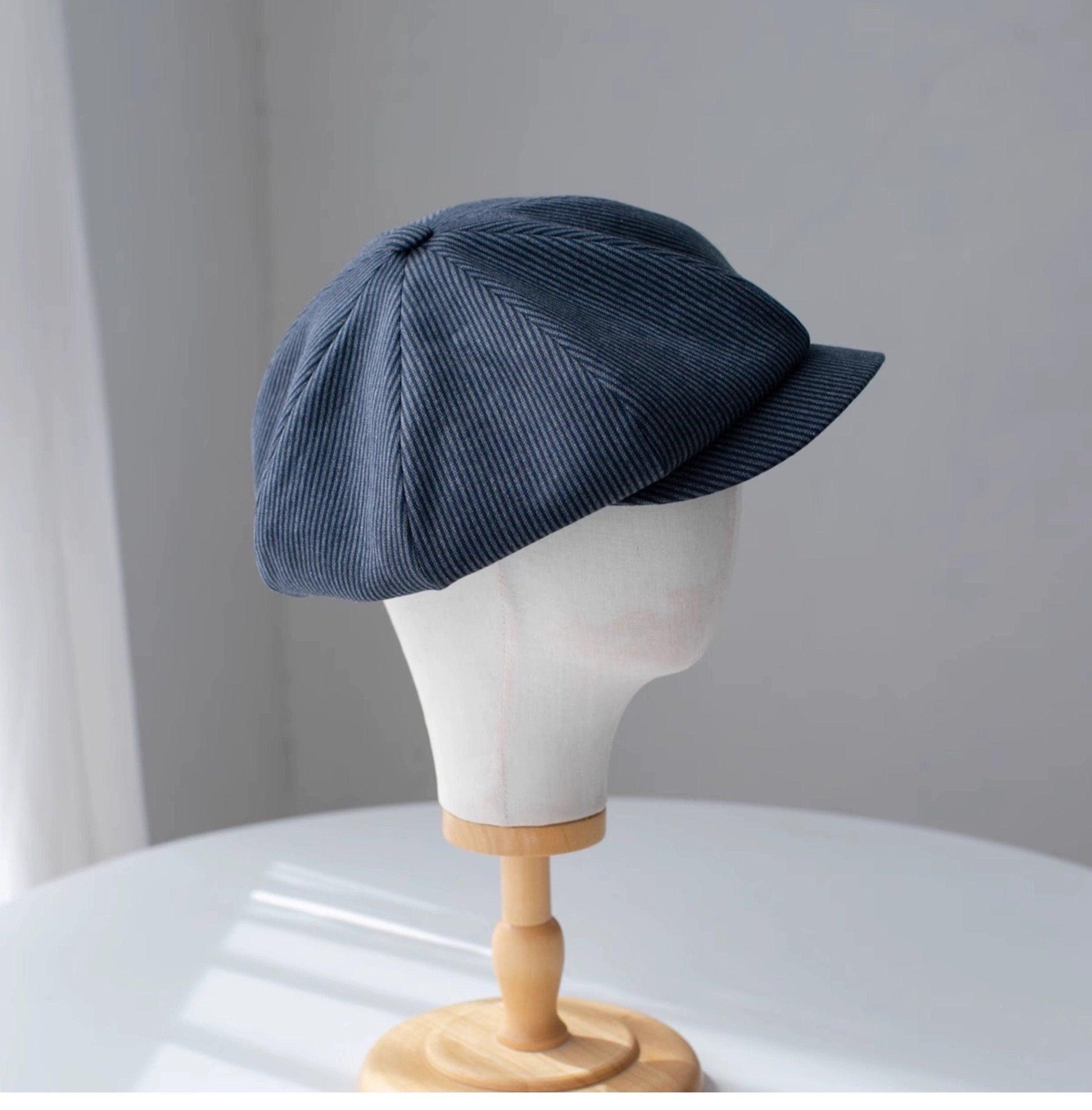 Slouchy Stripe Wool Newsboy Cap - Mspineapplecrafts