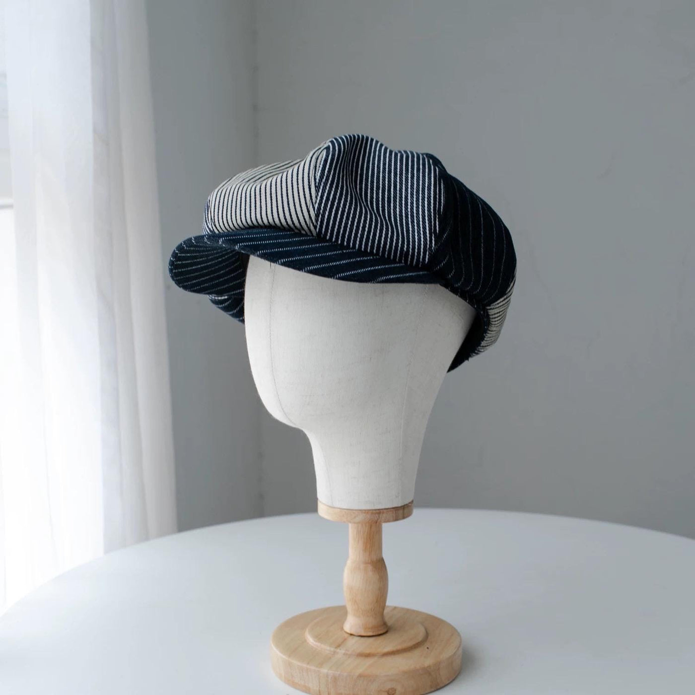 Extra Oversized Linen Newsboy Cap - Side View