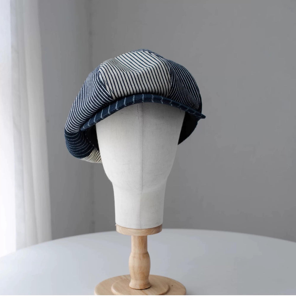 Extra Oversized Linen Newsboy Cap - Back View