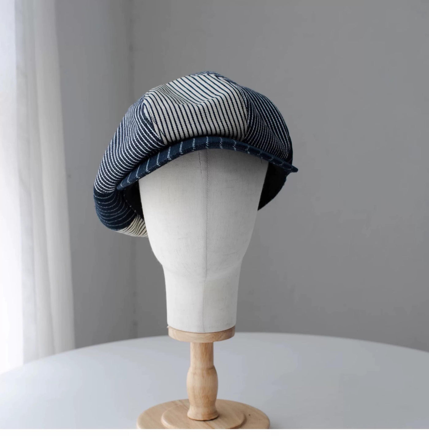 Extra Oversized Linen Newsboy Cap - Back View