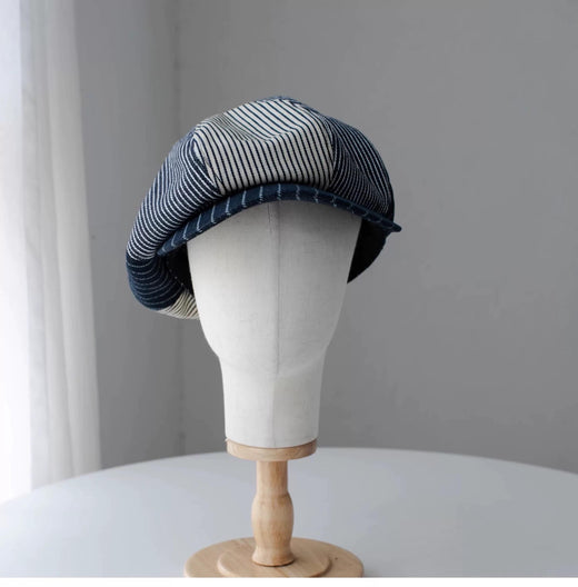 Extra Oversized Linen Newsboy Cap - Back View