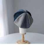 Extra Oversized Linen Newsboy Cap - Detail View