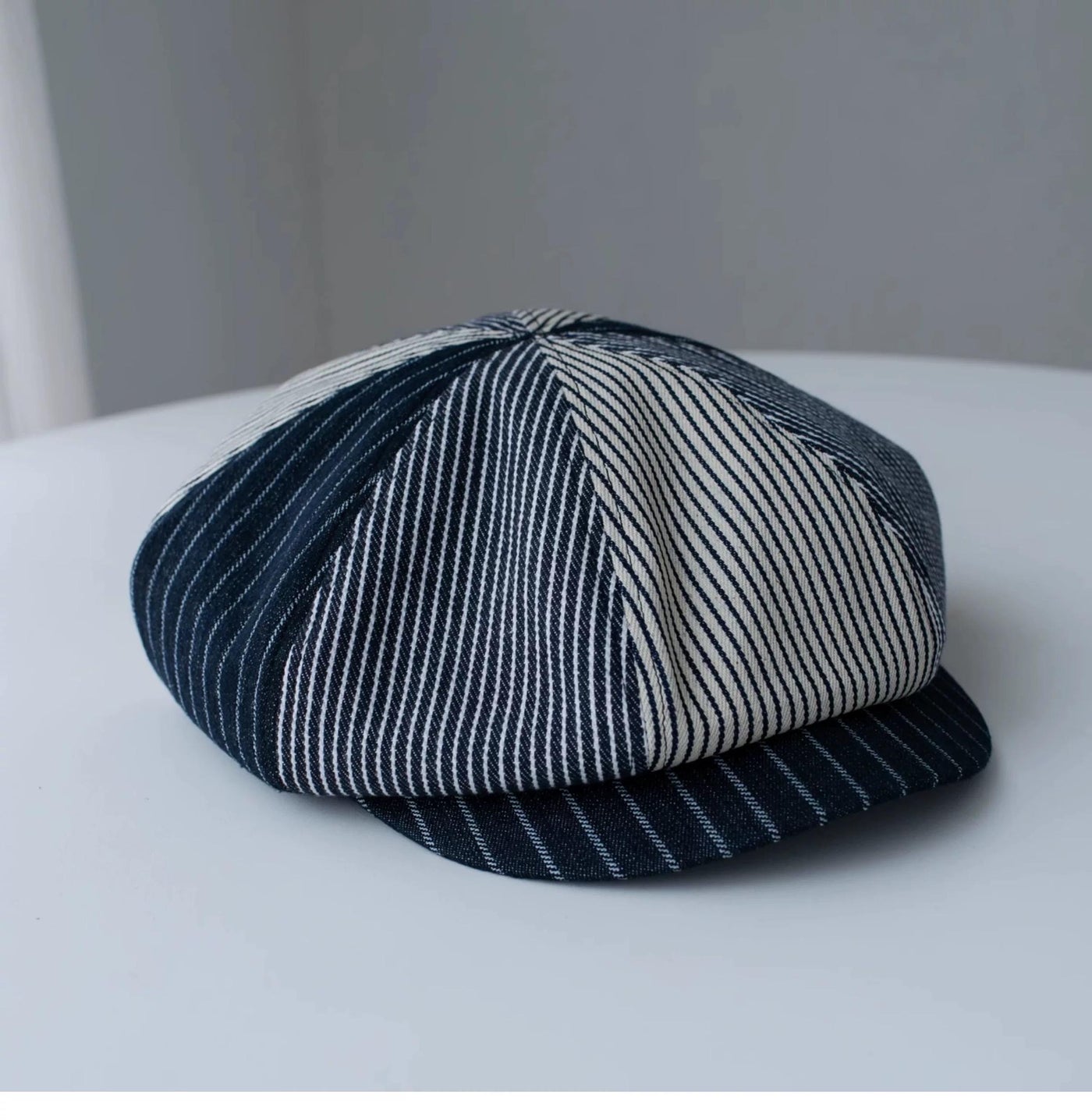 Extra Oversized Linen Newsboy Cap - Worn View