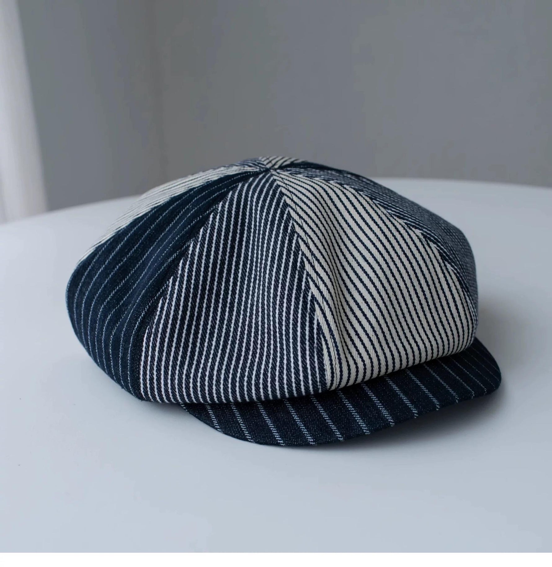 Extra Oversized Linen Newsboy Cap - Worn View